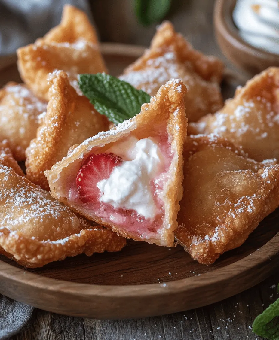 Desserts have a unique ability to bring joy and nostalgia, often becoming the highlight of any meal or gathering. In recent years, innovative dessert recipes have taken center stage, enticing food lovers to explore unique flavor combinations and textures. One such delightful creation is the Deep-Fried Strawberry Cheesecake Wonton Bites. This irresistible treat combines the rich and creamy flavor profile of classic cheesecake with the satisfying crunch of a crispy wonton wrapper, resulting in a dessert that is both visually appealing and utterly delectable.