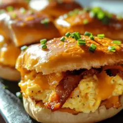 Morning Bliss Sliders are the ultimate breakfast treat that combines convenience, flavor, and nutritional goodness into a single, hand-held delight. Perfect for busy mornings or leisurely brunches, these sliders elevate the traditional breakfast experience by bringing together fluffy scrambled eggs, crispy bacon or savory sausage, and melty cheese, all nestled between soft, toasted mini bagels or slider buns. This recipe not only satisfies your morning cravings but also provides a versatile canvas for creativity, allowing you to customize each slider to your taste.