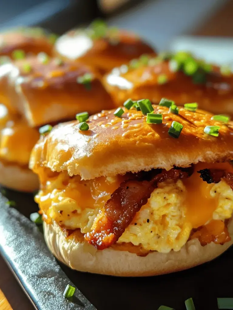 Morning Bliss Sliders are the ultimate breakfast treat that combines convenience, flavor, and nutritional goodness into a single, hand-held delight. Perfect for busy mornings or leisurely brunches, these sliders elevate the traditional breakfast experience by bringing together fluffy scrambled eggs, crispy bacon or savory sausage, and melty cheese, all nestled between soft, toasted mini bagels or slider buns. This recipe not only satisfies your morning cravings but also provides a versatile canvas for creativity, allowing you to customize each slider to your taste.