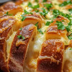 If you’re on the lookout for a mouthwatering appetizer or side dish that will leave everyone at the table craving more, look no further than cheesy pull-apart garlic bread. This delightful dish is perfect for any occasion, whether it’s a casual weeknight dinner, a lively gathering with friends, or an indulgent movie night at home. With its gooey, melted cheese and aromatic garlic flavor, this recipe is sure to appeal to both adults and children alike. Imagine pulling apart warm, cheesy pieces of bread, each bite bursting with flavors that are both comforting and satisfying. It’s not just food; it’s an experience that brings people together.