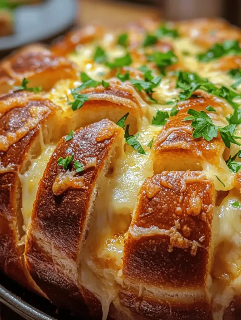 If you’re on the lookout for a mouthwatering appetizer or side dish that will leave everyone at the table craving more, look no further than cheesy pull-apart garlic bread. This delightful dish is perfect for any occasion, whether it’s a casual weeknight dinner, a lively gathering with friends, or an indulgent movie night at home. With its gooey, melted cheese and aromatic garlic flavor, this recipe is sure to appeal to both adults and children alike. Imagine pulling apart warm, cheesy pieces of bread, each bite bursting with flavors that are both comforting and satisfying. It’s not just food; it’s an experience that brings people together.