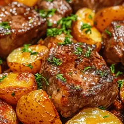 If you're looking for a dish that combines simplicity, flavor, and quick preparation, look no further than the delightful Garlic Butter Steak and Potatoes Skillet. This one-pan meal marries the rich, savory flavors of perfectly seared steak with tender, buttery baby potatoes, all brought together with the aromatic notes of garlic and fresh herbs. It’s a dish that feels gourmet yet is easy enough for any home cook to master, making it a perfect addition to your weeknight dinner rotation.