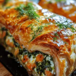 If you’re looking to impress your guests or elevate a cozy dinner at home, the Spinach and Cheese Stuffed Salmon Wellington is the perfect dish to consider. This culinary masterpiece combines the delicate flavor of salmon with a rich and creamy spinach and cheese filling, all enveloped in a flaky, golden puff pastry. Not only does it look stunning when served, but it also offers a delightful balance of flavors and textures that will make your taste buds dance.