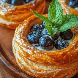 If you're searching for a delightful treat that combines sweetness, richness, and a touch of elegance, look no further than Blueberry Pastry Rings with Vanilla Cream Filling. This recipe is the perfect embodiment of indulgence and sophistication, making it an irresistible addition to any brunch or dessert table. The allure of these pastry rings lies in their harmonious blend of flavors: the sweet-tart burst of fresh blueberries, the flaky, buttery pastry, and the smooth, creamy filling. Together, they create a decadent experience that is sure to impress family and friends.