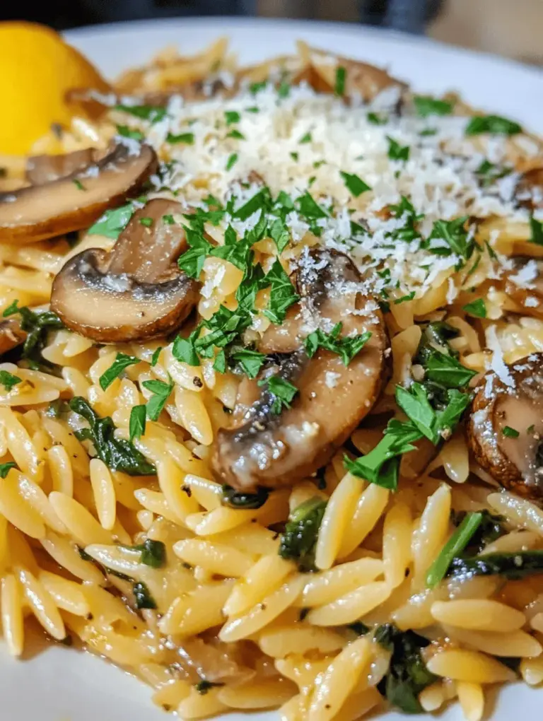 In the world of comfort food, few dishes can rival the appeal of a well-prepared pasta dish. One such gem is Spinach Mushroom Orzo—a dish that beautifully combines the earthy flavors of mushrooms with the vibrant freshness of spinach, all enveloped in the tender embrace of orzo pasta. This dish is not only satisfying and delicious but also incredibly nutritious, making it a perfect choice for anyone seeking healthy, easy-to-make meals.