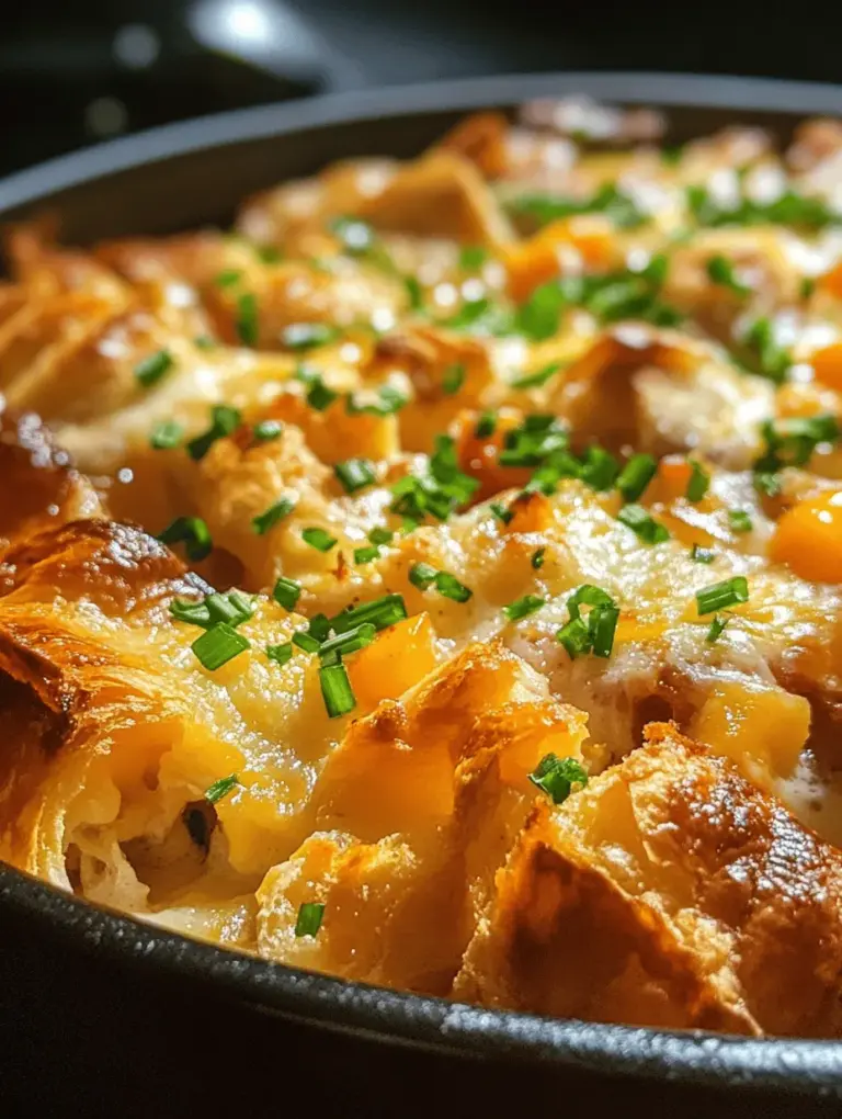 Imagine waking up to the enticing aroma of baked croissants mingling with the rich scent of eggs and cheese wafting through your home. The Croissant Bake Breakfast Casserole is the ultimate breakfast indulgence that promises to delight family and friends. Its appeal lies not only in its sumptuous taste but also in its versatility. Whether you're hosting a family gathering, a festive brunch, or a special occasion, this casserole can easily be scaled up to feed a crowd, making it a go-to recipe for any event.