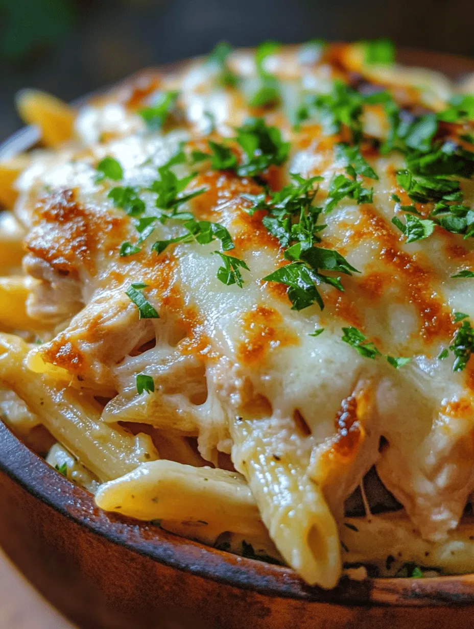 There's something undeniably comforting about a hearty pasta bake, especially when it combines the rich flavors of garlic, parmesan, and tender chicken. The Garlic Parmesan Chicken Pasta Bake is more than just a meal; it’s a warm embrace on a plate, perfect for cozy weeknight dinners or festive gatherings. This dish features al dente pasta enveloped in a creamy, garlicky sauce that’s both satisfying and indulgent. The combination of juicy chicken, flavorful cheeses, and aromatic garlic creates a symphony of taste that will have your family clamoring for seconds.