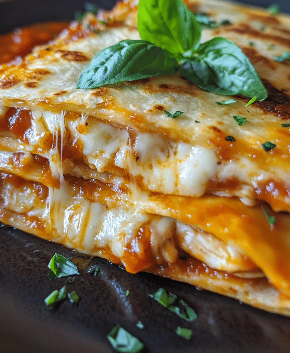 The Cheesy Chicken Parm Quesadilla is a delightful and innovative twist on the beloved chicken parmesan, seamlessly melding its rich Italian flavors with the fun and convenience of a quesadilla. This dish is perfect for busy families, weekend gatherings, or simply as a satisfying weeknight dinner. The appeal of this dish goes beyond its deliciousness; it encapsulates comfort food at its best, featuring gooey cheese, tender chicken, and a medley of flavors that evoke the essence of classic Italian cuisine.