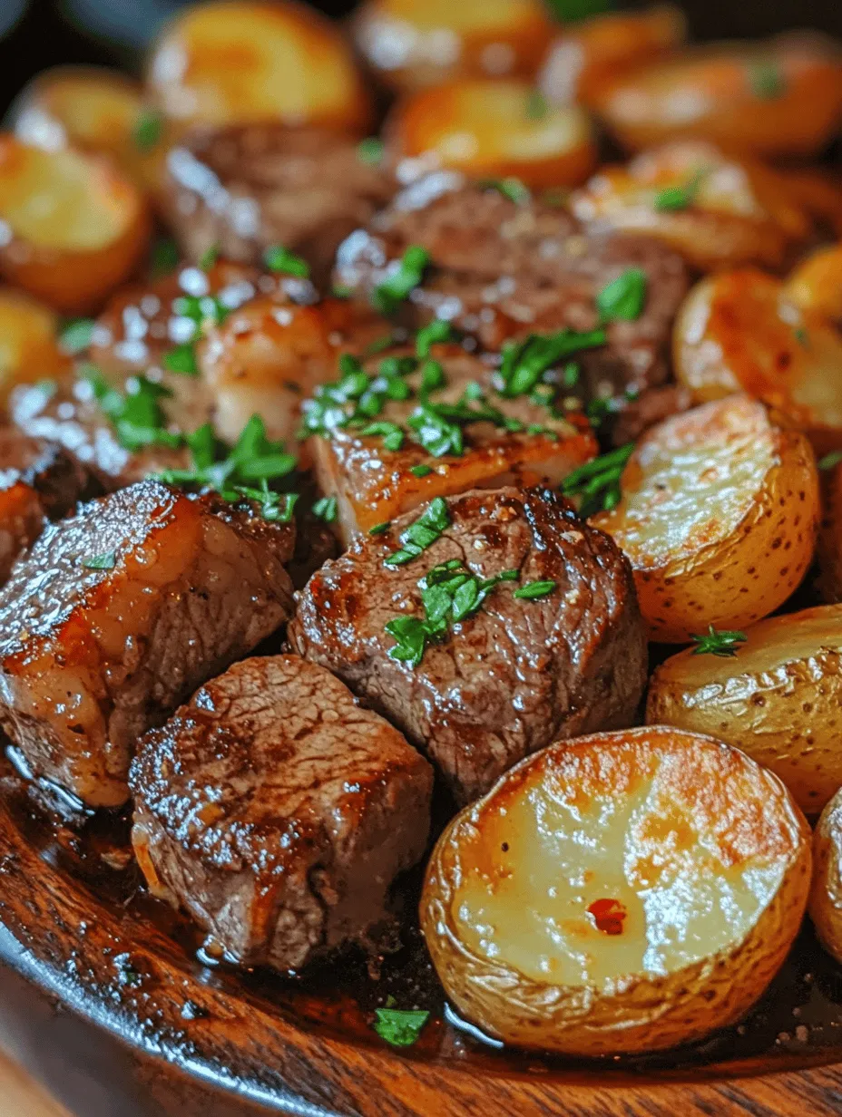 Sizzling Garlic Butter Steak Bites paired with Crispy Potatoes is a dish that brings together bold flavors and comforting textures in a delightful way. This easy-to-make recipe is perfect for both weeknight dinners and special occasions. Imagine tender pieces of steak seared to perfection, enveloped in rich garlic butter, complemented by golden crispy potatoes that are crisp on the outside and fluffy on the inside. This meal is not just about satiating hunger; it’s an experience that tantalizes the taste buds and warms the heart.