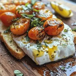 To truly appreciate "Burrata Bliss with Roasted Cherry Tomato Toast," one must understand the star ingredient: burrata cheese. Originating from the Apulia region in Italy, burrata is a fresh cheese made from mozzarella and cream. The outer shell is crafted from mozzarella, while the inside is filled with a rich, creamy mixture of stracciatella and cream. This unique structure gives burrata its signature allure, offering a luxurious mouthfeel that is both indulgent and satisfying.