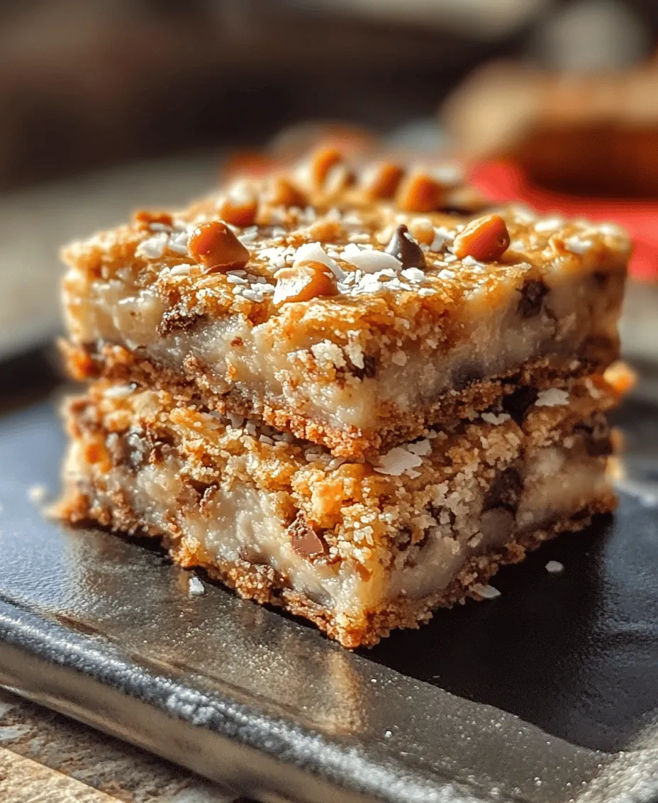 Coconut Magic Bars, also known as Seven Layer Bars, are a delightful dessert that brings together the best of both worlds: a chewy, rich base and a symphony of sweet toppings. These bars are not only visually stunning with their multiple layers but also offer an explosion of flavors and textures that is sure to please any sweet tooth. The combination of crunchy, creamy, and chewy elements makes every bite a delightful experience, transforming simple ingredients into a luscious treat.