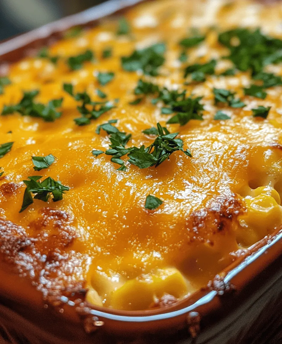 Cheesy Corn Casserole Delight is the epitome of comfort food that brings warmth and joy to any dining table. This mouthwatering dish is a perfect blend of sweet corn and rich cheese, making it a favorite among families and friends alike. Whether you're gathering for a holiday feast, hosting a potluck, or simply looking for an easy weeknight dinner option, this casserole is sure to please even the pickiest of eaters. The creamy texture combined with the cheesy richness creates a delightful experience that is both satisfying and indulgent.