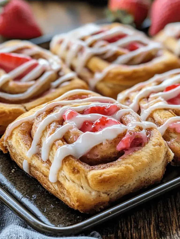 Welcome to the delightful world of baking with our Strawberry Swirl Cinnamon Rolls! This recipe combines the warm, comforting flavors of traditional cinnamon rolls with the vibrant sweetness of fresh strawberries. The result is a unique and delectable treat that is perfect for breakfast, brunch, or even dessert. Imagine biting into a soft, pillowy roll, where the rich, buttery dough meets the luscious strawberry swirl, complemented by the warm spice of cinnamon. It's no wonder that these rolls become an instant favorite among family and friends.