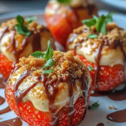 Cheesecake Stuffed Strawberries represent a delightful fusion of flavors and textures, making them a perfect dessert for any occasion. Whether you’re celebrating Valentine’s Day with a special someone, hosting a summer barbecue, or simply craving a sweet treat, these stuffed strawberries are sure to impress. The combination of juicy, fresh strawberries and a creamy cheesecake filling provides a guilt-free indulgence that is both satisfying and refreshing.