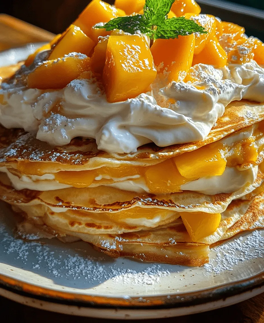 The Mango Paradise Crepe Cake is a delightful dessert that brings a touch of tropical elegance to any gathering. This stunning cake is not only visually appealing but also tantalizes the palate with its harmonious blend of flavors—sweet, ripe mango, rich cream, and delicate, thin crepes. The light and airy texture of the crepes combined with the luscious mango filling creates an indulgent experience that is hard to resist.