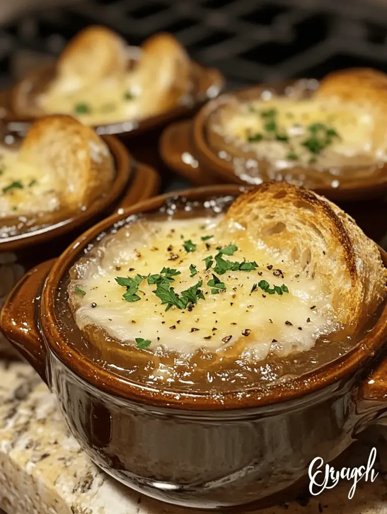 French Onion Soup is more than just a dish; it's a warm embrace in a bowl. Originating from France, this classic soup has secured its place in culinary history, celebrated for its rich flavors and comforting nature. Traditionally served as a starter in French bistros, French Onion Soup is a delightful blend of sweet caramelized onions, aromatic herbs, and savory broth, all topped with crusty bread and bubbling cheese. Its popularity spans across cultures and seasons, but there’s something particularly comforting about enjoying a steaming bowl on a chilly evening.