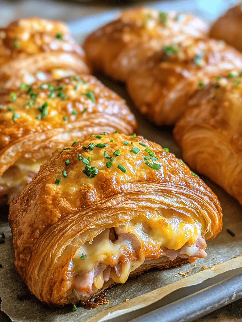 Delve into the world of delightful baking with our Baked Ham and Cheese Croissants Delight. This delicious recipe encapsulates the perfect balance of savory flavors, flaky textures, and gooey cheese that makes for an irresistible snack or meal. Imagine biting into a warm, buttery croissant, only to discover an explosion of melted Swiss cheese and savory ham nestled within. Whether you're planning a brunch with friends, a cozy family dinner, or simply craving something indulgent, these croissants are sure to impress.