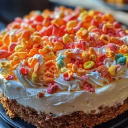 The allure of the No Bake Fruity Pebbles Cheesecake lies in its playful presentation and ease of preparation. Unlike traditional cheesecakes that require baking and careful monitoring of oven temperatures, this no-bake version simplifies the process, making it accessible to bakers of all skill levels. Imagine a creamy, dreamy cheesecake that you can whip together in a matter of minutes, chill, and then serve without the stress of waiting for it to bake.