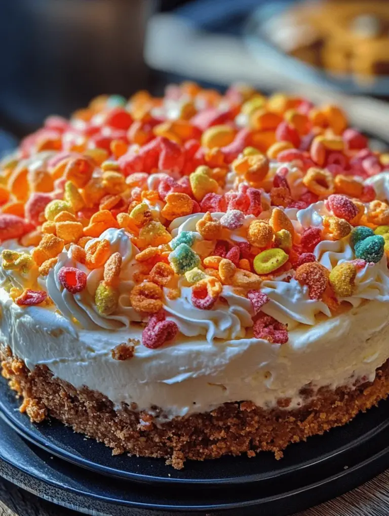 The allure of the No Bake Fruity Pebbles Cheesecake lies in its playful presentation and ease of preparation. Unlike traditional cheesecakes that require baking and careful monitoring of oven temperatures, this no-bake version simplifies the process, making it accessible to bakers of all skill levels. Imagine a creamy, dreamy cheesecake that you can whip together in a matter of minutes, chill, and then serve without the stress of waiting for it to bake.