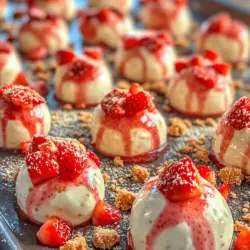 Delight in the simplicity and sweetness of No Bake Strawberry Cheesecake Bites, a perfect treat for any occasion. These bite-sized delights combine the creamy richness of cheesecake with the fresh flavor of strawberries, all without the need for an oven. This makes them an excellent choice for warm weather gatherings, parties, or simply as a refreshing dessert at home. The best part? They are quick and easy to prepare, allowing you to satisfy your sweet tooth in no time.