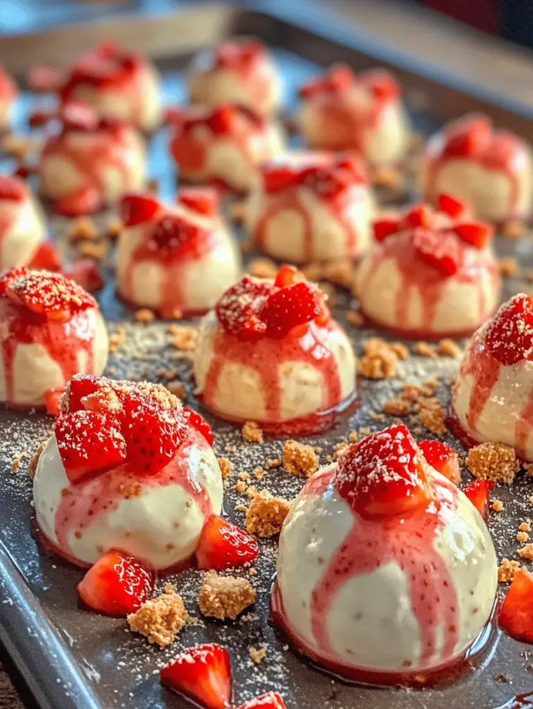 Delight in the simplicity and sweetness of No Bake Strawberry Cheesecake Bites, a perfect treat for any occasion. These bite-sized delights combine the creamy richness of cheesecake with the fresh flavor of strawberries, all without the need for an oven. This makes them an excellent choice for warm weather gatherings, parties, or simply as a refreshing dessert at home. The best part? They are quick and easy to prepare, allowing you to satisfy your sweet tooth in no time.