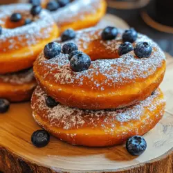 Welcome to the delightful world of baked goods, where we invite you to indulge in the scrumptiousness of baked blueberry donuts. This recipe is perfect for any occasion, from a cozy breakfast at home to a sweet treat for a gathering with friends. The beauty of these baked donuts lies in their lighter texture—unlike their fried counterparts, these are baked to perfection, making them a healthier yet equally satisfying option. They are bursting with the fresh flavor of blueberries, offering both a delightful taste and nutritional benefits.