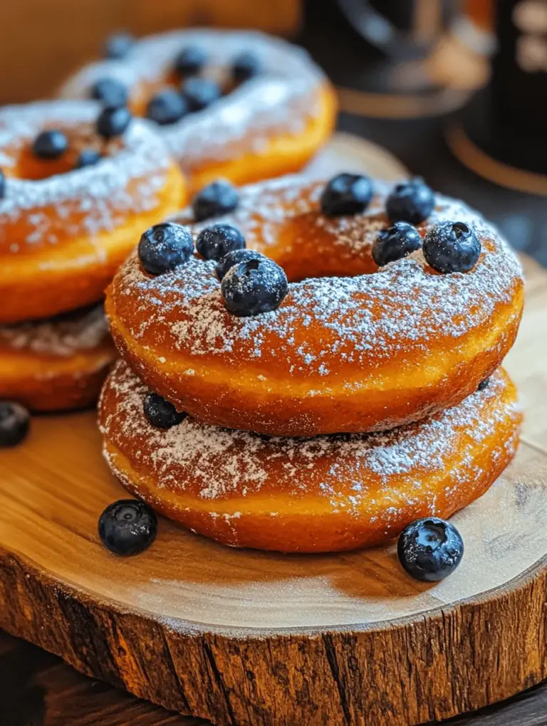 Welcome to the delightful world of baked goods, where we invite you to indulge in the scrumptiousness of baked blueberry donuts. This recipe is perfect for any occasion, from a cozy breakfast at home to a sweet treat for a gathering with friends. The beauty of these baked donuts lies in their lighter texture—unlike their fried counterparts, these are baked to perfection, making them a healthier yet equally satisfying option. They are bursting with the fresh flavor of blueberries, offering both a delightful taste and nutritional benefits.