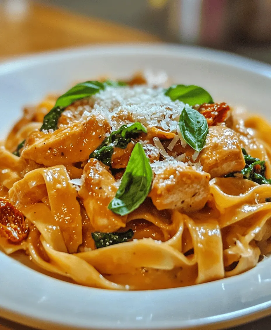 Creamy Sun Dried Tomato Chicken Pasta is a dish that perfectly balances rich flavors with ease of preparation, making it an ideal choice for both weeknight dinners and special occasions. This delightful pasta dish features tender chicken pieces enveloped in a luscious cream sauce, enhanced by the tangy sweetness of sun dried tomatoes and the aromatic allure of garlic. With its vibrant colors and comforting textures, this recipe offers a deliciously satisfying meal that is sure to impress family and friends alike.