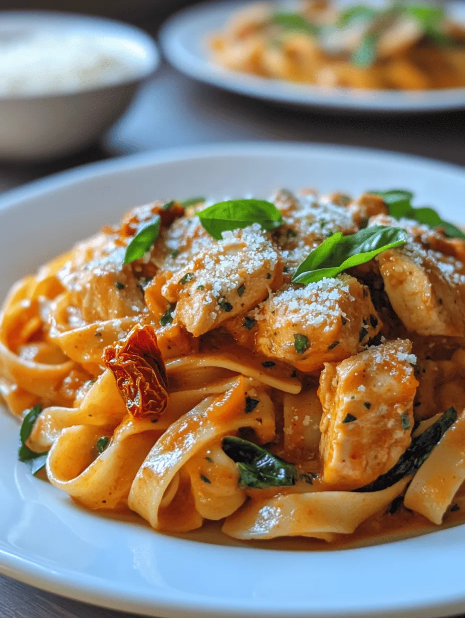 Creamy Sun Dried Tomato Chicken Pasta is a dish that perfectly balances rich flavors with ease of preparation, making it an ideal choice for both weeknight dinners and special occasions. This delightful pasta dish features tender chicken pieces enveloped in a luscious cream sauce, enhanced by the tangy sweetness of sun dried tomatoes and the aromatic allure of garlic. With its vibrant colors and comforting textures, this recipe offers a deliciously satisfying meal that is sure to impress family and friends alike.