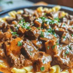 Hearty Slow Cooker Pot Roast Beef Stroganoff is a beloved comfort food that has stood the test of time. This dish has its roots in Russian cuisine, where it originated in the mid-19th century. Traditionally, beef stroganoff is made with tender strips of beef sautéed in a creamy sauce, typically served over noodles or rice. Over the years, the recipe has evolved and adapted, particularly in American households where it has become a staple dish, especially during colder months. The incorporation of pot roast into this classic recipe adds a delicious twist, making it even more accessible and perfect for family dinners.