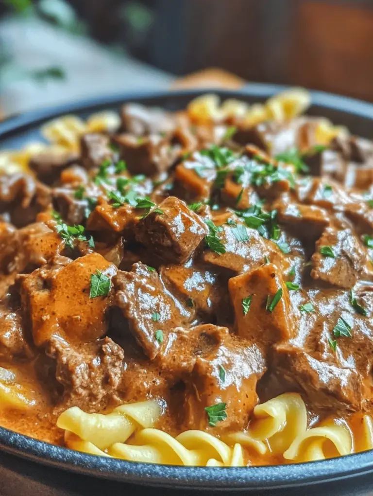 Hearty Slow Cooker Pot Roast Beef Stroganoff is a beloved comfort food that has stood the test of time. This dish has its roots in Russian cuisine, where it originated in the mid-19th century. Traditionally, beef stroganoff is made with tender strips of beef sautéed in a creamy sauce, typically served over noodles or rice. Over the years, the recipe has evolved and adapted, particularly in American households where it has become a staple dish, especially during colder months. The incorporation of pot roast into this classic recipe adds a delicious twist, making it even more accessible and perfect for family dinners.