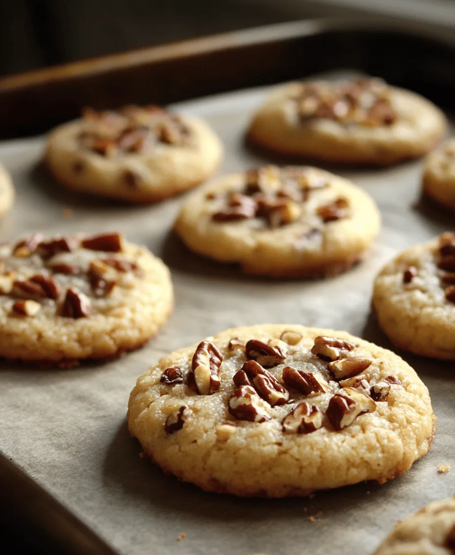 The first step in creating the perfect Pecan Pie Cookies is selecting the right ingredients. At the heart of any cookie recipe lies the butter. For this recipe, using <strong>softened unsalted butter</strong> is crucial. Unsalted butter not only allows you to control the salt content but also contributes to the overall flavor and texture of the cookies. When butter is softened, it blends more easily with the sugars, leading to a light and fluffy base that will give your cookies that perfect chewiness.” /></p>
</p>
<h3>Combining the Mixtures: A Careful Process</h3>
</p>
<p>When it comes to baking Pecan Pie Cookies, the key to achieving the perfect texture lies in the careful integration of the wet and dry mixtures. Start by adding the dry ingredients—flour, baking soda, and a pinch of salt—into the wet mixture that consists of the creamed butter, sugar, and egg. It’s essential to combine these mixtures gently to avoid overmixing, which can lead to dense cookies rather than the soft, chewy treats you’re aiming for.</p>
</p>
<p>To combine the mixtures effectively, use a spatula or a wooden spoon. Start by adding the dry ingredients a little at a time into the wet mixture. As you fold, be sure to scrape the sides and bottom of the bowl to ensure all ingredients are incorporated. Stop mixing once you see no dry flour; a few lumps are perfectly acceptable. This gentle approach keeps the air in the dough intact, resulting in cookies that are tender and delightful.</p>
</p>
<h3>Folding in Pecans and Chocolate Chips</h3>
</p>
<p>Once the mixtures are combined, it’s time to fold in the pecans and chocolate chips. This step is crucial, as it adds texture and flavor to your cookies without deflating the dough. To fold in these chunky ingredients, use the same spatula or wooden spoon and employ a gentle motion. Insert the spatula into the dough, lift from the bottom, and gently turn it over, allowing the pecans and chocolate chips to distribute evenly without stirring vigorously.</p>
</p>
<p>This folding technique helps maintain the lightness of the dough while ensuring that every cookie is generously studded with crunchy pecans and creamy chocolate. Remember, the goal is to have a well-mixed dough that retains its airiness, so be gentle and patient during this process.</p>
</p>
<h3>Scooping and Spacing the Cookie Dough</h3>
</p>
<p>Now that your dough is ready, it’s time to portion it onto the baking sheets. Using a cookie scoop, which typically holds about 1.5 tablespoons of dough, helps achieve uniform cookie sizes that bake evenly. If you don’t have a scoop, you can also use two spoons to drop the dough onto the baking sheet.</p>
</p>
<p>When placing the cookie dough onto the baking sheets, make sure to leave ample space between each scoop. A good rule of thumb is to space them about 2 inches apart. This spacing is crucial for allowing the cookies to spread while baking without merging into one another. If they are too close, you risk ending up with a cookie cake instead of distinct, delightful cookies.</p>
</p>
<h3>Baking the Cookies</h3>
</p>
<p>With the dough all scooped and ready, it’s time to slide the baking sheets into the preheated oven. The perfect baking time for Pecan Pie Cookies typically ranges from 10 to 12 minutes, but it’s essential to keep an eye on them as ovens can vary.</p>
</p>
<p>You’ll know the cookies are done when the edges turn a beautiful golden brown, while the centers remain slightly soft. This contrast is what will provide the perfect chewiness once cooled. If you prefer your cookies a bit firmer, you can leave them in for an additional minute or two, but be cautious not to overbake. Always trust your senses; the golden color and a slight puffing up of the cookies are reliable indicators of doneness.</p>
</p>
<h3>Cooling and Serving</h3>
</p>
<p>Once your cookies are baked to perfection, it’s time to let them cool. Allow the cookies to rest on the baking sheet for about 5 minutes before transferring them to a wire rack. This cooling time helps them set and makes them easier to move without breaking.</p>
</p>
<p>To store your Pecan Pie Cookies and keep them fresh, ensure they are completely cooled before placing them in an airtight container. If stored correctly, they can last for up to a week at room temperature. For longer storage, consider freezing them; just be sure to layer them with parchment paper in a freezer-safe container to prevent sticking.</p>
</p>
<h3>The Sensory Experience of Pecan Pie Cookies</h3>
</p>
<h4>Visual Appeal: The Golden Brown Color</h4>
</p>
<p>The first impression of Pecan Pie Cookies is their inviting golden brown color, which is a sign of a well-baked treat. The edges should have a slightly darker hue, creating an appealing contrast to the lighter centers. This visual appeal is not only enticing but also indicative of the flavors locked within.</p>
</p>
<h4>Aromas of Freshly Baked Cookies</h4>
</p>
<p>As your cookies bake, the kitchen fills with a warm, buttery aroma mingling with the nutty scent of pecans and the sweet hint of chocolate. This mouth-watering smell serves as a delightful precursor to the treat, heightening the anticipation of enjoying freshly baked cookies. It’s an aroma that not only invites family and friends to gather but also evokes the comforting feelings associated with home baking.</p>
</p>
<h4>Taste and Texture: A Perfect Balance</h4>
</p>
<p>One of the most rewarding aspects of baking Pecan Pie Cookies is the complex balance of textures and flavors. The cookies themselves are delightfully chewy, providing a satisfying bite. The pecans add a crunchy contrast, while the optional chocolate chips introduce a rich, creamy element. Together, these components create a harmonious blend that captures the essence of pecan pie in every cookie.</p>
</p>
<h3>Nutritional Information and Health Benefits</h3>
</p>
<h4>Understanding Caloric Content</h4>
</p>
<p>When enjoying Pecan Pie Cookies, it’s helpful to be aware of their nutritional profile. Each cookie contains approximately 150-200 calories, depending on the size and the amount of chocolate chips used. They also contain around 8 grams of fat, primarily from butter and pecans, and about 10-12 grams of sugar. While they are a treat, being mindful of portion sizes can help you enjoy them without overindulging.</p>
</p>
<h4>Health Benefits of Pecans</h4>
</p>
<p>Pecans are not only delicious but also pack a nutritional punch. They are rich in antioxidants, which help combat oxidative stress in the body, and are an excellent source of heart-healthy fats. These nuts are high in monounsaturated fats, which can help lower bad cholesterol levels. Additionally, pecans contain valuable vitamins and minerals, including vitamin E, magnesium, and zinc. Incorporating pecans into your diet can contribute to overall health, making these cookies a slightly more guilt-free indulgence.</p>
</p>
<h3>Conclusion: The Joy of Baking Pecan Pie Cookies</h3>
</p>
<p>Baking Pecan Pie Cookies is not just about creating a sweet treat; it’s about the entire experience of bringing something delightful to life from scratch. This recipe encapsulates the beloved flavors of a classic dessert in a fun, easy-to-make cookie form. Whether you’re baking for a special occasion, a holiday gathering, or simply treating yourself, these cookies are sure to become a cherished addition to your baking repertoire.</p>
</p>
<p>As you embrace the joy of baking, you’ll find that each batch of Pecan Pie Cookies not only satisfies your taste buds but also creates moments of connection with family and friends. So gather your ingredients, preheat that oven, and indulge in the rich, comforting flavors of pecans and chocolate in every bite. Happy baking!</p>
</div>