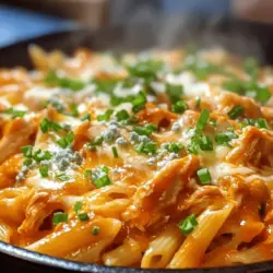 Buffalo Chicken Pasta Madness is a culinary delight that perfectly marries the fiery flavors of buffalo chicken wings with the comforting heartiness of pasta. This dish is not just a meal; it’s an experience that caters to those who crave both comfort food and a tantalizing kick of heat. Whether you’re enjoying it on a cozy weeknight or serving it at a lively gathering with friends, Buffalo Chicken Pasta Madness is sure to impress. The versatility of this dish allows for various preparation methods; you can serve it fresh off the stove or take it a step further by baking it for a cheesy, golden-brown finish.