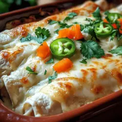 If you are looking for a comforting dish that combines rich flavors with an easy preparation, you have landed in the right place. Creamy Dreamy White Chicken Enchiladas are not just another weeknight meal; they are a culinary experience that brings warmth to the dinner table. This dish is a delightful fusion of tender shredded chicken enveloped in soft tortillas, all smothered in a luscious creamy sauce that is both satisfying and indulgent. Topped with melted cheese, these enchiladas promise to be a hit at family dinners, potlucks, and cozy nights at home.