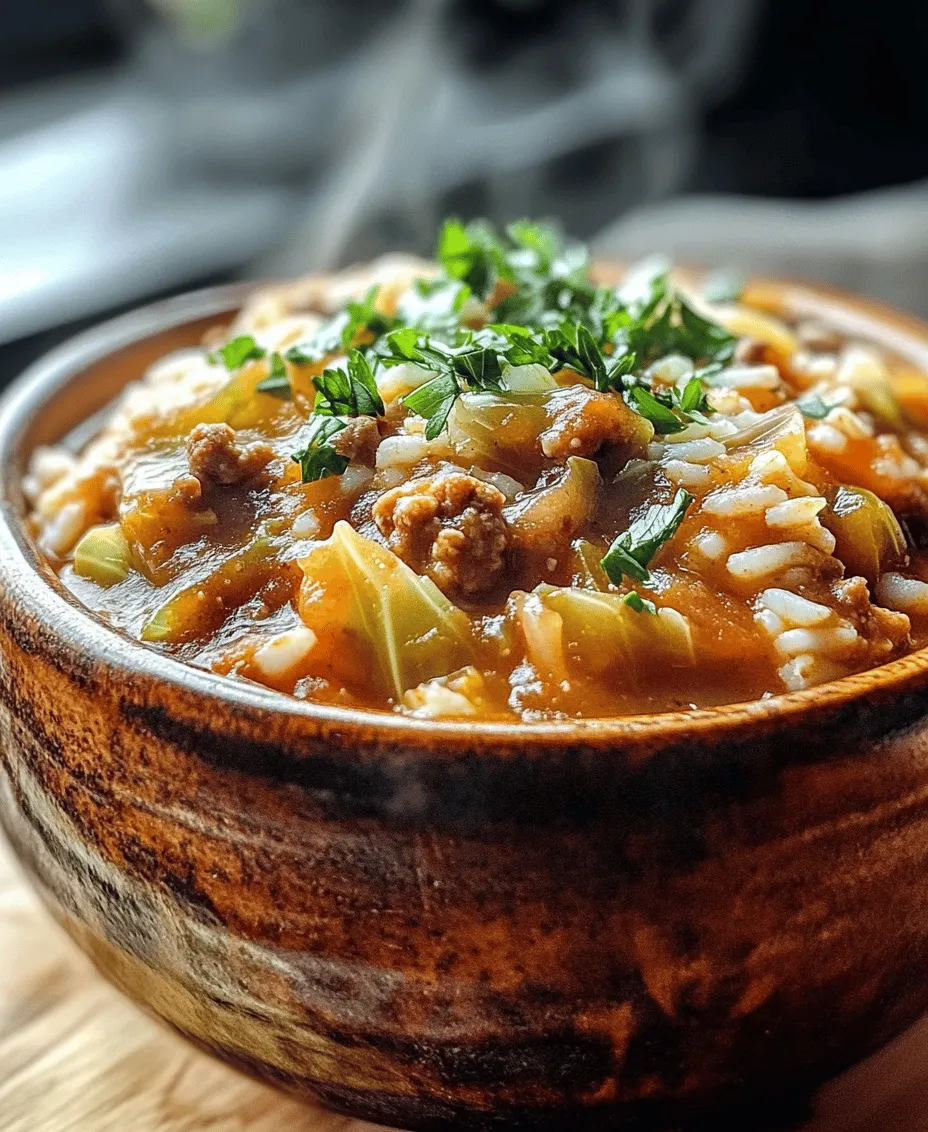 At its core, Cabbage Roll Soup is a deconstructed version of traditional cabbage rolls, where cabbage leaves are typically stuffed with a mixture of meat and rice, then rolled and cooked in tomato sauce. This soup takes the same delightful flavors and combines them into a warm, hearty bowl. Often, it features ground meat, fresh cabbage, and aromatic vegetables simmered in a rich broth, resulting in a nutritious and satisfying meal.