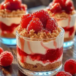 Indulge in the delightful world of desserts with our exquisite Raspberry Cheesecake Parfaits recipe. This layered treat artfully combines the creamy richness of classic cheesecake, the tangy brightness of fresh raspberries, and the satisfying crunch of graham cracker crust. Perfect for any occasion—be it a lively summer gathering, a festive holiday celebration, or a simple sweet indulgence at home—these parfaits are as visually stunning as they are delicious.