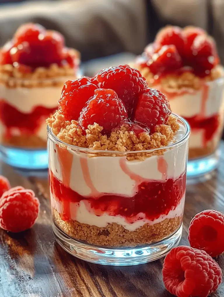 Indulge in the delightful world of desserts with our exquisite Raspberry Cheesecake Parfaits recipe. This layered treat artfully combines the creamy richness of classic cheesecake, the tangy brightness of fresh raspberries, and the satisfying crunch of graham cracker crust. Perfect for any occasion—be it a lively summer gathering, a festive holiday celebration, or a simple sweet indulgence at home—these parfaits are as visually stunning as they are delicious.