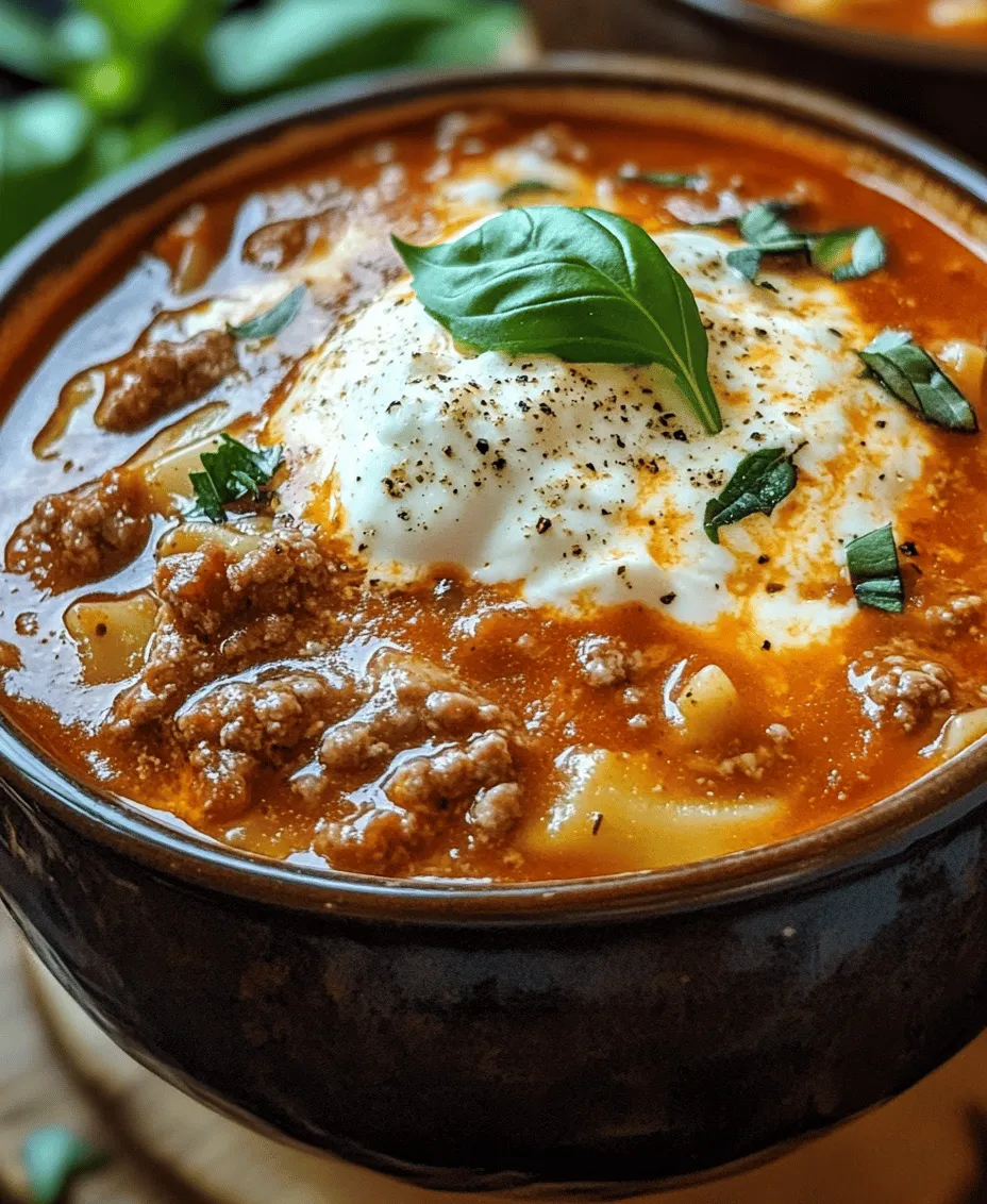 Lasagna soup is the epitome of comfort food, bringing together the beloved flavors of traditional lasagna in a cozy, bowl-friendly format. Imagine the rich, savory layers of pasta, tangy tomato sauce, and gooey cheese, all wrapped up in a warm, hearty broth. This dish not only satisfies your cravings for Italian cuisine but also provides a delightful twist that makes it perfect for any occasion. Whether you're looking for a filling dinner option to warm you up on a chilly evening or a dish to impress guests at a gathering, lasagna soup checks all the boxes.