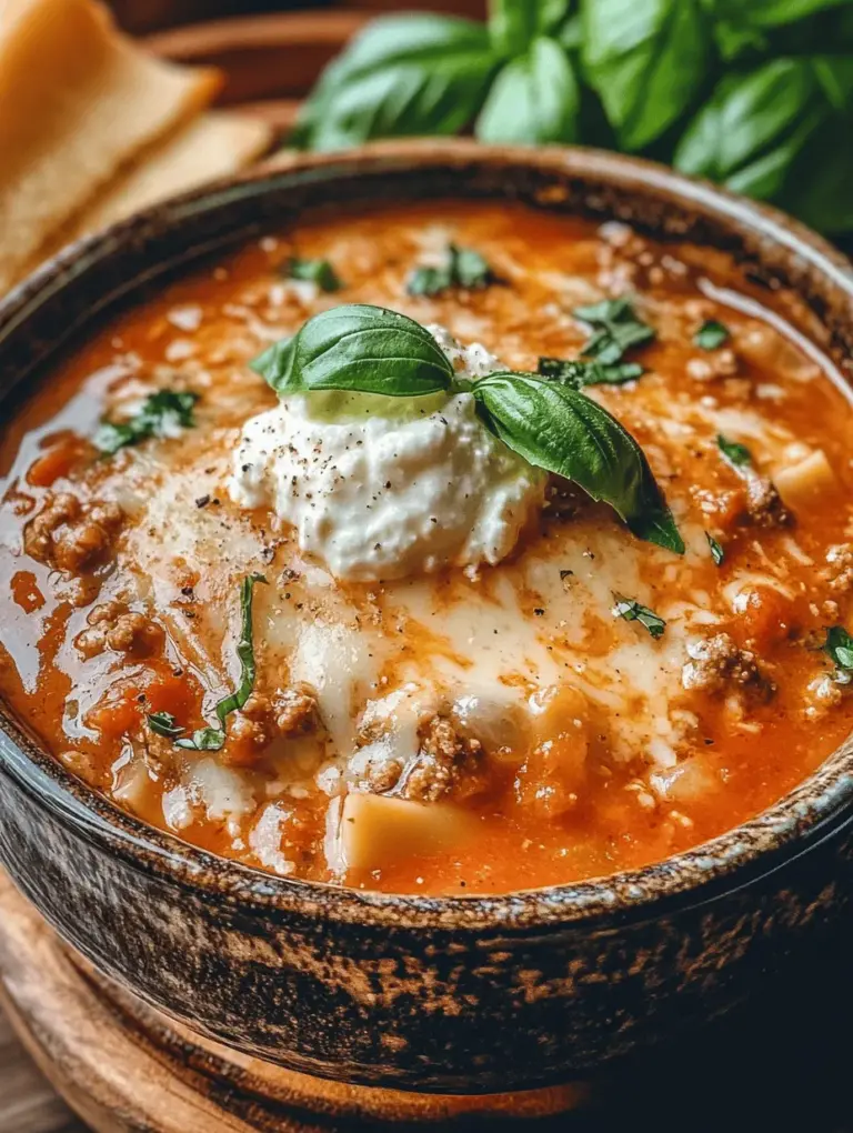 Lasagna soup is the epitome of comfort food, bringing together the beloved flavors of traditional lasagna in a cozy, bowl-friendly format. Imagine the rich, savory layers of pasta, tangy tomato sauce, and gooey cheese, all wrapped up in a warm, hearty broth. This dish not only satisfies your cravings for Italian cuisine but also provides a delightful twist that makes it perfect for any occasion. Whether you're looking for a filling dinner option to warm you up on a chilly evening or a dish to impress guests at a gathering, lasagna soup checks all the boxes.