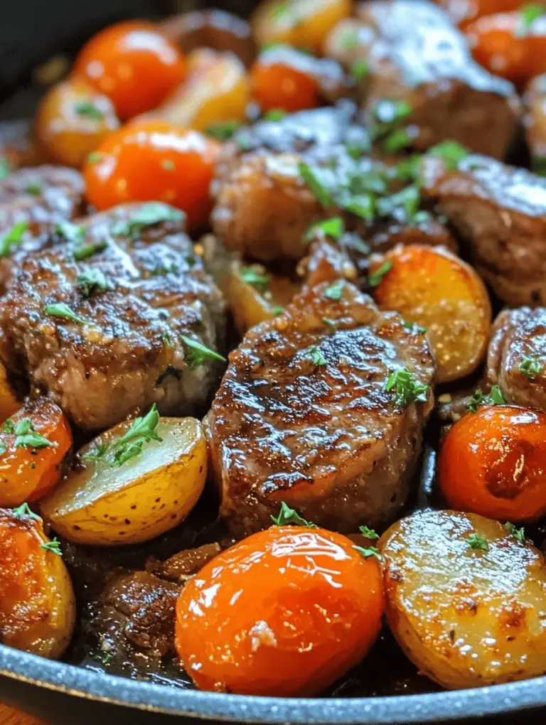 When it comes to quick yet mouthwatering meals that can impress family and friends, few dishes stand out quite like the Sizzling Garlic Butter Steak & Potatoes Skillet. This delightful one-pan wonder marries the rich flavors of tender sirloin steak with the creamy texture of baby potatoes, all enveloped in a luscious garlic butter sauce. It’s a dish that not only satisfies the palate but also fills the kitchen with an irresistible aroma that beckons everyone to the dinner table.