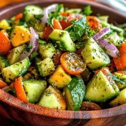 As the temperatures rise and the days grow longer, there’s nothing quite as satisfying as a refreshing salad that bursts with flavor and health benefits. The Crisp & Creamy Cucumber Avocado Salad is a perfect example of such a dish, combining vibrant, nutrient-rich ingredients into a delectable medley that is ideal for summer gatherings, casual picnics, or a light lunch on a warm afternoon. This recipe not only embraces the crispness of cucumbers and the creaminess of avocados but also showcases the sweetness of cherry tomatoes, the bite of red onion, and the herby freshness of cilantro.