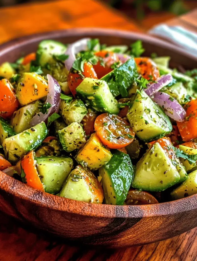 As the temperatures rise and the days grow longer, there’s nothing quite as satisfying as a refreshing salad that bursts with flavor and health benefits. The Crisp & Creamy Cucumber Avocado Salad is a perfect example of such a dish, combining vibrant, nutrient-rich ingredients into a delectable medley that is ideal for summer gatherings, casual picnics, or a light lunch on a warm afternoon. This recipe not only embraces the crispness of cucumbers and the creaminess of avocados but also showcases the sweetness of cherry tomatoes, the bite of red onion, and the herby freshness of cilantro.