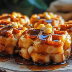 Cornbread Waffle Bites with Honey Butter Syrup are a delightful culinary creation that marries the comforting essence of cornbread with the crispy texture of waffles. This unique dish serves as a versatile option, perfect for breakfast, a brunch gathering, or a satisfying snack any time of the day. The appeal of these waffle bites lies not only in their innovative fusion but also in the irresistible combination of sweet and savory that the honey butter syrup provides. Picture a golden-brown waffle bite, slightly crispy on the outside, fluffy on the inside, and drizzled with a rich, velvety honey butter syrup that adds a touch of sweetness and decadence.