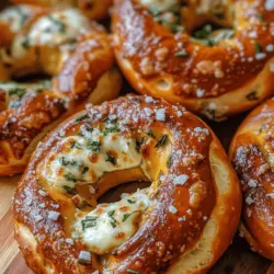 Soft pretzels have earned their rightful place in culinary traditions around the world, celebrated for their warm, chewy texture and delightful flavor. Originating from ancient recipes, these delectable treats have transformed over the years, taking on various forms that reflect local tastes and culinary practices. Today, we’re excited to introduce a delicious twist on this classic snack: Mozzarella Stuffed Rosemary Parmesan Soft Pretzels. Imagine biting into a warm, golden-brown pretzel, only to discover a gooey center of melted mozzarella, perfectly complemented by the aromatic infusion of fresh rosemary and the nutty richness of Parmesan cheese.