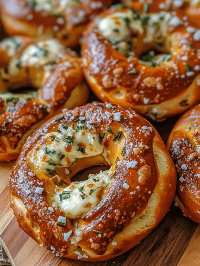 Soft pretzels have earned their rightful place in culinary traditions around the world, celebrated for their warm, chewy texture and delightful flavor. Originating from ancient recipes, these delectable treats have transformed over the years, taking on various forms that reflect local tastes and culinary practices. Today, we’re excited to introduce a delicious twist on this classic snack: Mozzarella Stuffed Rosemary Parmesan Soft Pretzels. Imagine biting into a warm, golden-brown pretzel, only to discover a gooey center of melted mozzarella, perfectly complemented by the aromatic infusion of fresh rosemary and the nutty richness of Parmesan cheese.