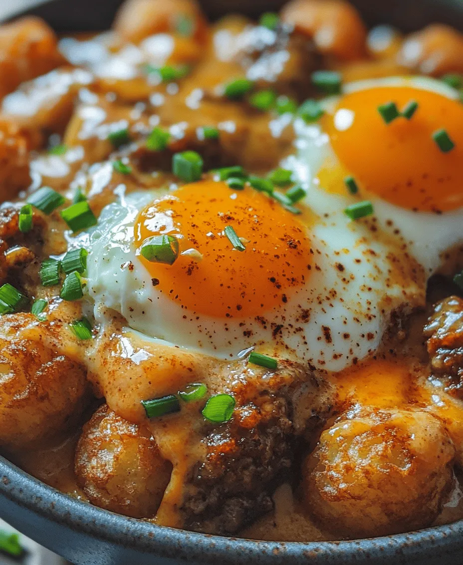 The Tater Tot Breakfast Bowl with Sausage Gravy is a delectable, comforting dish that perfectly encapsulates the essence of a hearty breakfast. This bowl combines the satisfying crunch of golden-brown tater tots with rich, creamy sausage gravy, creating a meal that is as delightful to the eyes as it is to the palate. As breakfast bowls gain popularity for their convenience and satisfying nature, this recipe stands out as a quintessential comfort food option, ideal for busy mornings or leisurely brunches.