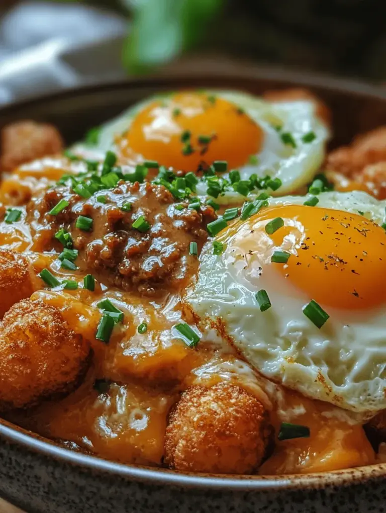 The Tater Tot Breakfast Bowl with Sausage Gravy is a delectable, comforting dish that perfectly encapsulates the essence of a hearty breakfast. This bowl combines the satisfying crunch of golden-brown tater tots with rich, creamy sausage gravy, creating a meal that is as delightful to the eyes as it is to the palate. As breakfast bowls gain popularity for their convenience and satisfying nature, this recipe stands out as a quintessential comfort food option, ideal for busy mornings or leisurely brunches.