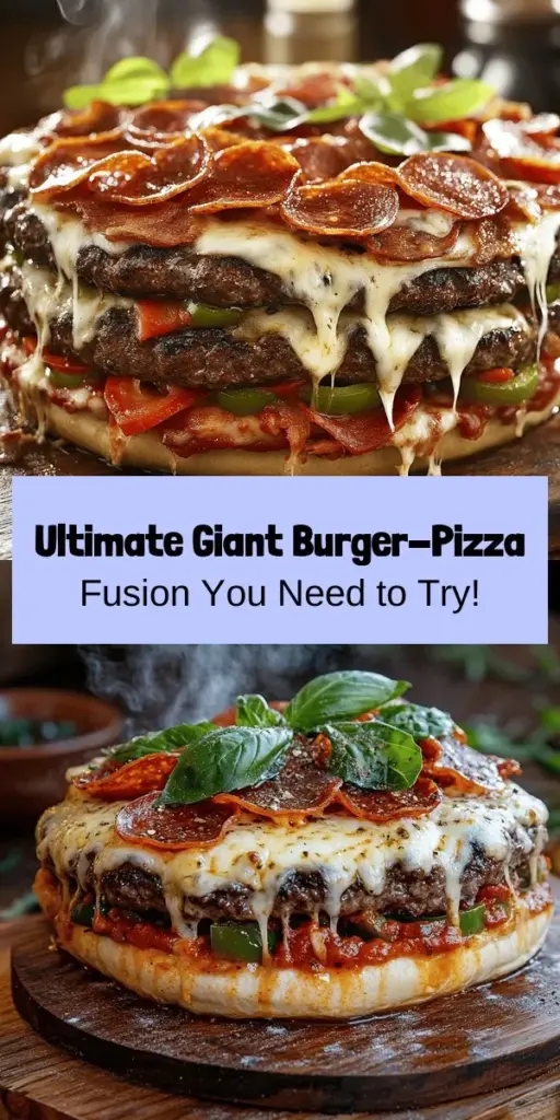 Discover the ultimate comfort food fusion! The Giant Burger-Pizza Delight combines the juicy goodness of a classic burger with the cheesy indulgence of pizza, making it perfect for any gathering. This show-stopping dish allows for endless customization, featuring delicious toppings like mozzarella, pepperoni, and veggies. Gather your loved ones, slice up this culinary masterpiece, and enjoy a flavor explosion together! #BurgerPizza #ComfortFood #FoodFusion #PartyFood #YummyRecipes #CookingWithFriends