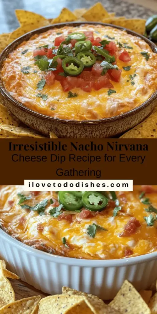 Discover the ultimate crowd-pleaser with Nacho Nirvana Cheese Dip! This creamy, cheesy delight combines sharp cheddar, rich cream cheese, and a blend of spices for a dip that's perfect for any occasion. Whether you're hosting a game night or enjoying a cozy evening at home, this dip pairs beautifully with tortilla chips, veggies, or even on tacos. Elevate your snacking experience and impress your guests with this mouthwatering recipe! #CheeseDip #NachoNirvana #PartyFood #Appetizers #SnackIdeas #DeliciousDip