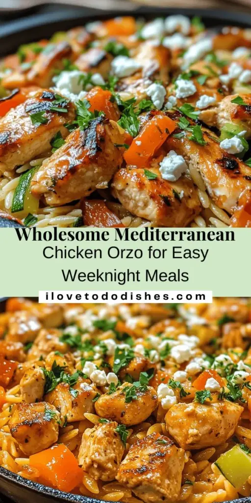 Discover the deliciousness of Easy Mediterranean Chicken Orzo, a flavorful dish perfect for weeknight dinners or gatherings. This recipe highlights tender chicken, fluffy orzo pasta, and vibrant veggies, all seasoned with aromatic herbs. Not only is it simple to make, but it’s also packed with nutrients that support heart health and overall wellness. Try it tonight for a satisfying meal that your whole family will love! #MediterraneanDiet #HealthyEating #ChickenRecipes #PastaDishes #QuickMeals